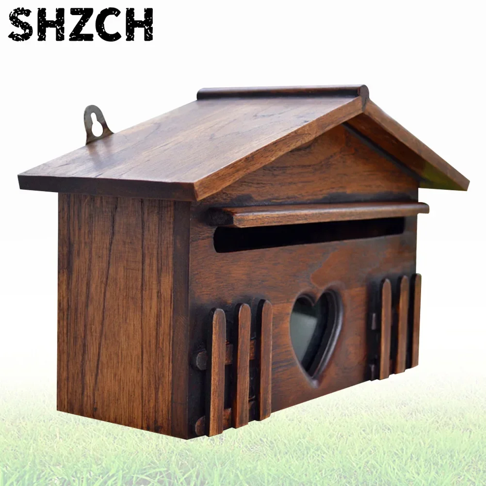 1PC Wooden Mailbox Outdoor Post Box Rainproof Suggestion Box Creative Letter Box for Home Company Wall Mounted Mailbox