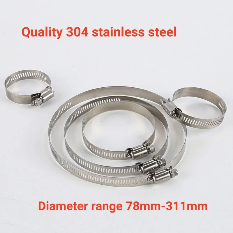 304 Stainless Steel Fuel Line Pipe Hose Clamp Clip for Air Hose Water Pipe Fuel Hose Silicone Adjustable Flat Screw Hose Clamp