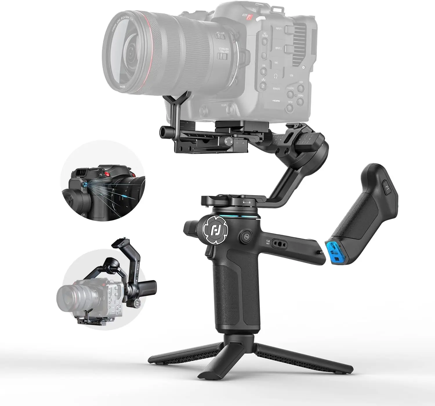 3-Axis Handheld Gimbal Stabilizer with AI Auto-Tracking, Compatible with Sony Canon DSLR Cameras, 3.5kg/7.72lbs Load Capacity, Detachable Wireless Remote Control Handle for Solo Filmmaking