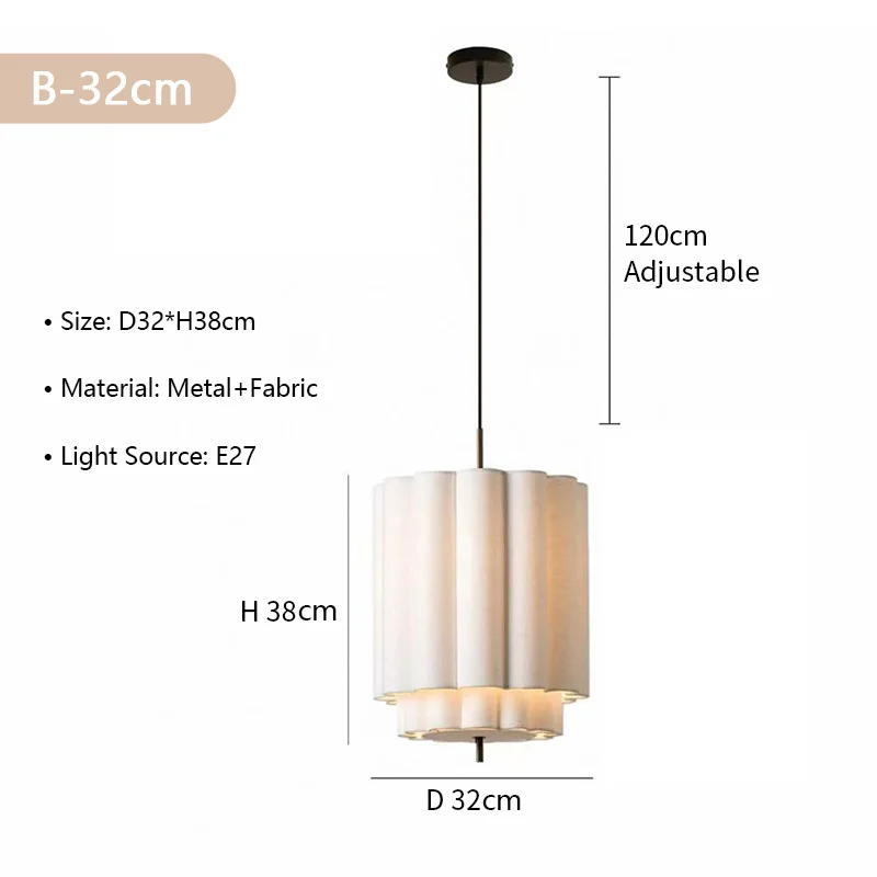 Noordse stoffen plafondkroonluchter, vintage hanglamp van stof, Amerikaanse woonkamer, slaapkamer, eettafel, keuken kroonluchter voor boven het kookeiland.