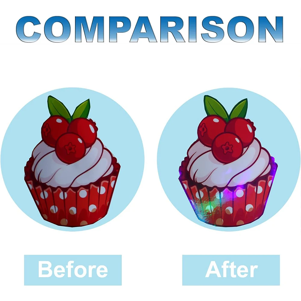 KRYON A4 20 hojas tamaño arcoíris: 8,3x11,7 pulgadas 210x297mm papel adhesivo holográfico brillo película laminada en frío transparente