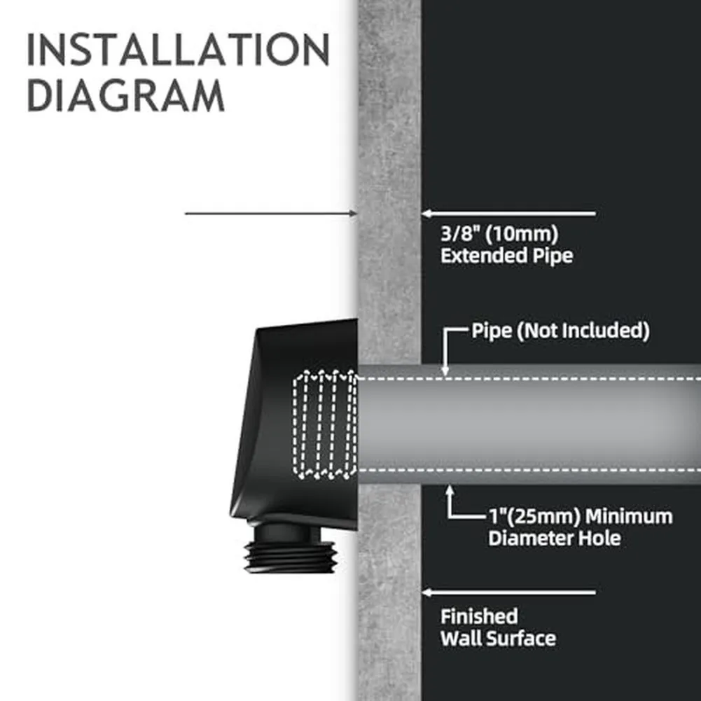 Cast Iron Shower Elbow Adapter A725WR with Matte Black Finish Resistant to Rust and Water Stains in Humid Bathrooms