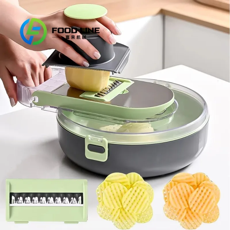 

High Quality Multifunction Rotate Kitchen Vegetable Cutter Safe and Multi Accessory Kitchen Manual Vegetable Cutter