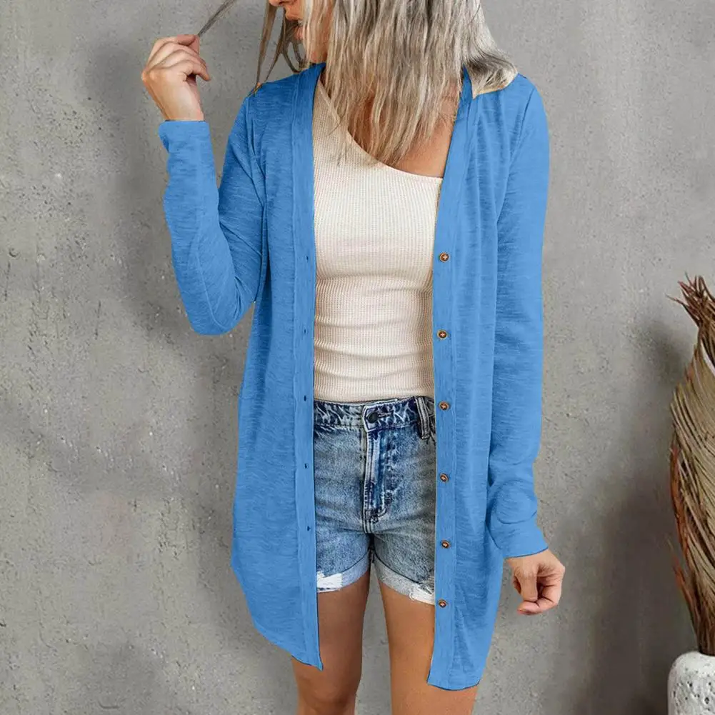 

Trendy Autumn Jacket Casual Cardigan Women Spring Coat Pure Color Comfortable Autumn Jacket