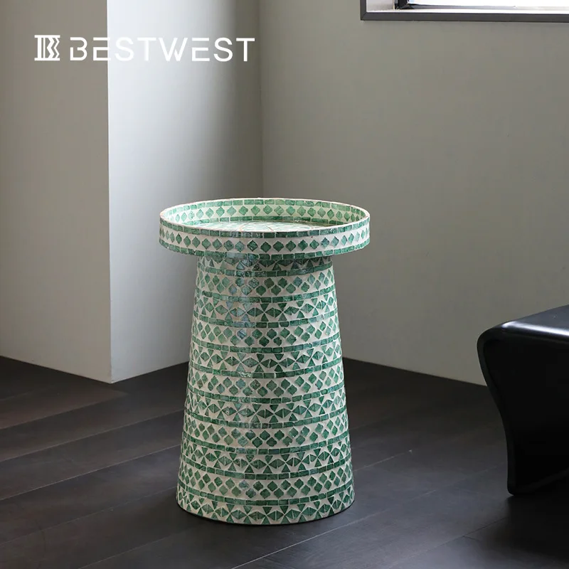 Yjq handmade shell side table sofa side cabinet living room model room coffee table niche high sense