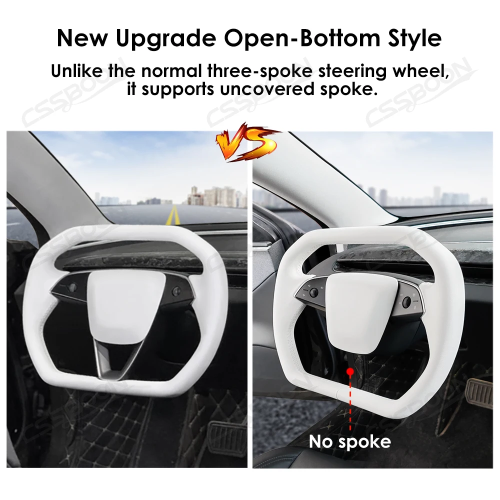 Premium Leather Yoke Steering Wheel Floating-Style Design for Tesla Model 3/Y 2026 Handcrafted Yoke Handle with Heating Suspend