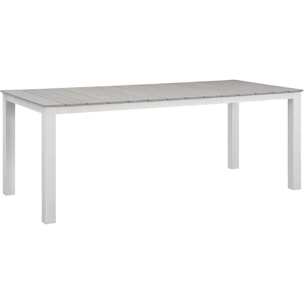 

White Light Gray Outdoor Patio Dining Table - 80" Perfect for Al Fresco Meals