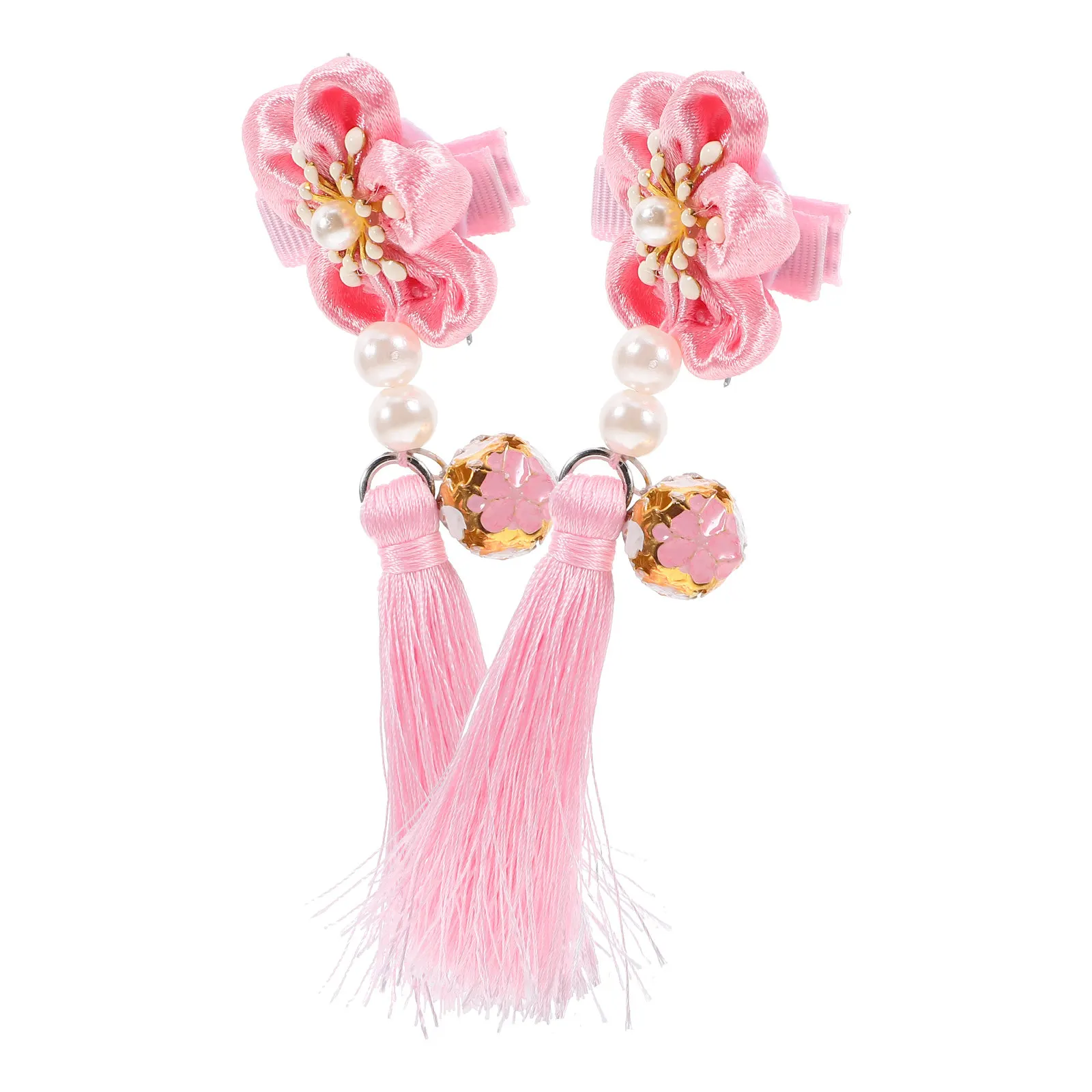 

1 Pair Chinese Style Hairpins Thick Tassel Hair Clips Kids Hairpin Cosplay Wedding Daily Use Children's New Year Hair