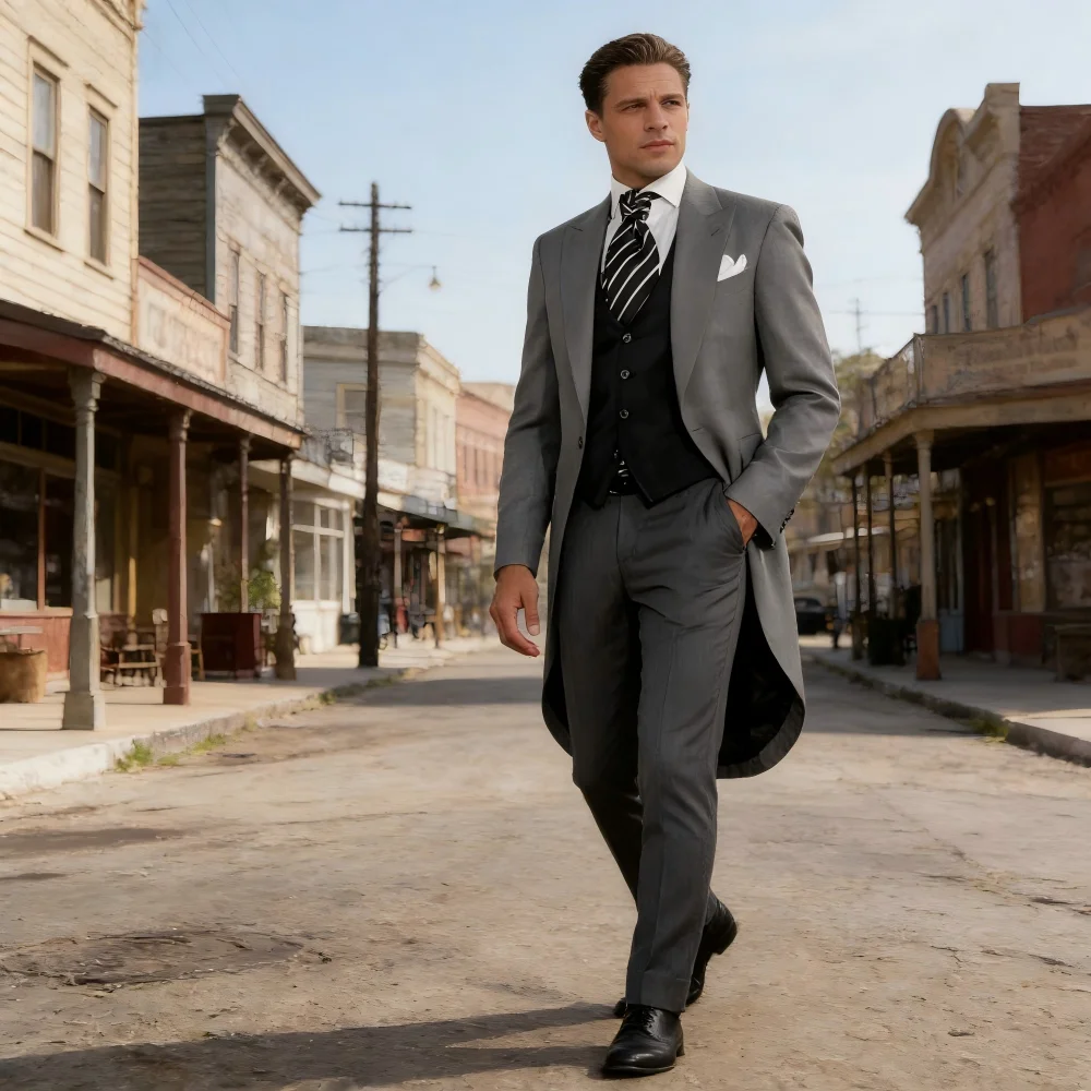 

Мужской пиджак из трех предметов с длинным хвостом, смокинг, костюм для курения для свадебной вечеринки, модная мужская куртка, пальто, повседневная официальная одежда