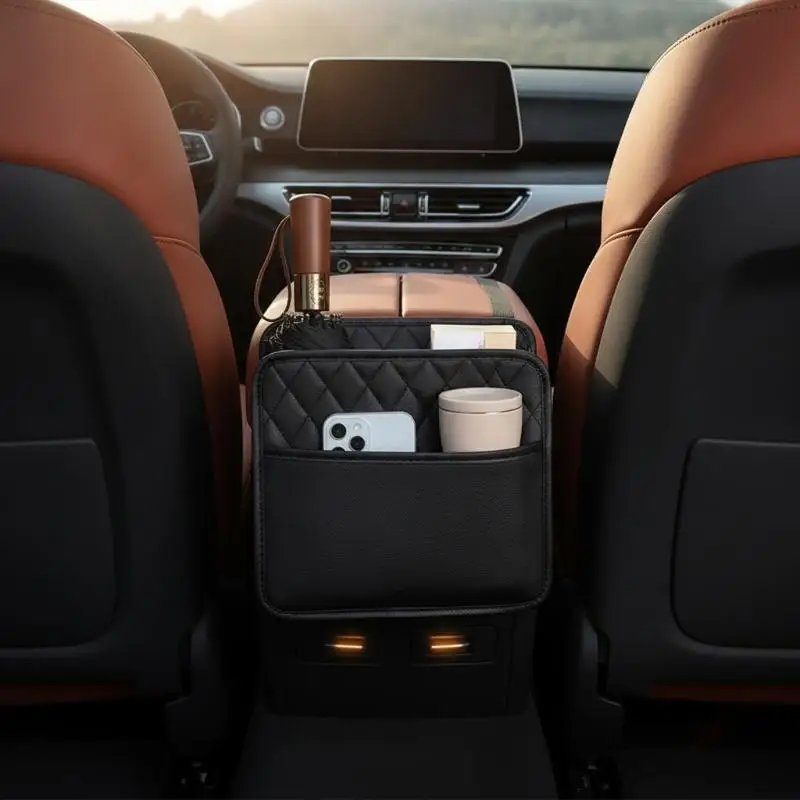 Multifunctional Leather Car Seat Storage Bag 1PCS Auto Organizer Garbage Bag Universal Fit For Car Interior Decoration Accessory