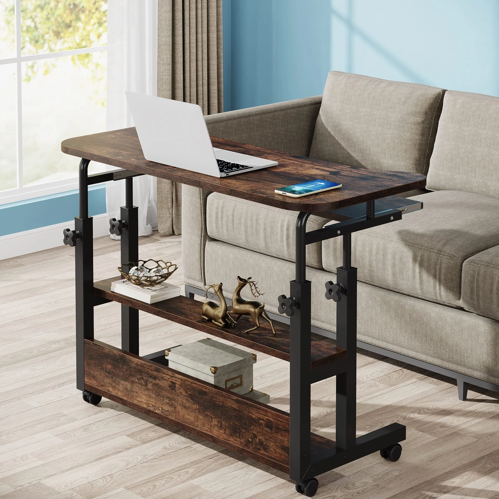 Height Adjustable Laptop Computer Desk with Wireless Charging Station