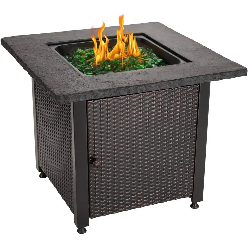 

Уличная газовая чаша для костра на 30 л с зеленым декоративным стеклом