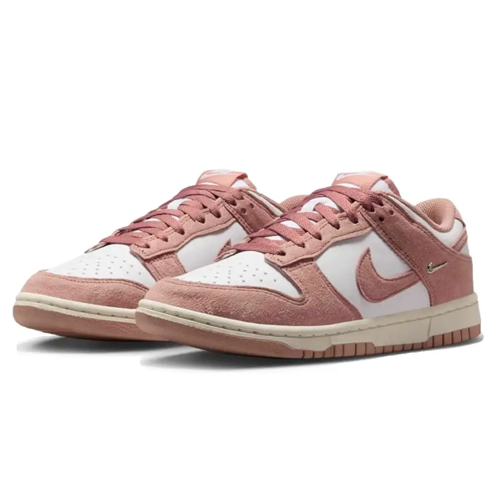 Nike Dunk Leather Low Fashion Comfort Zapatillas bajas duraderas antideslizantes para mujer Blanco Rosa IB4417-102