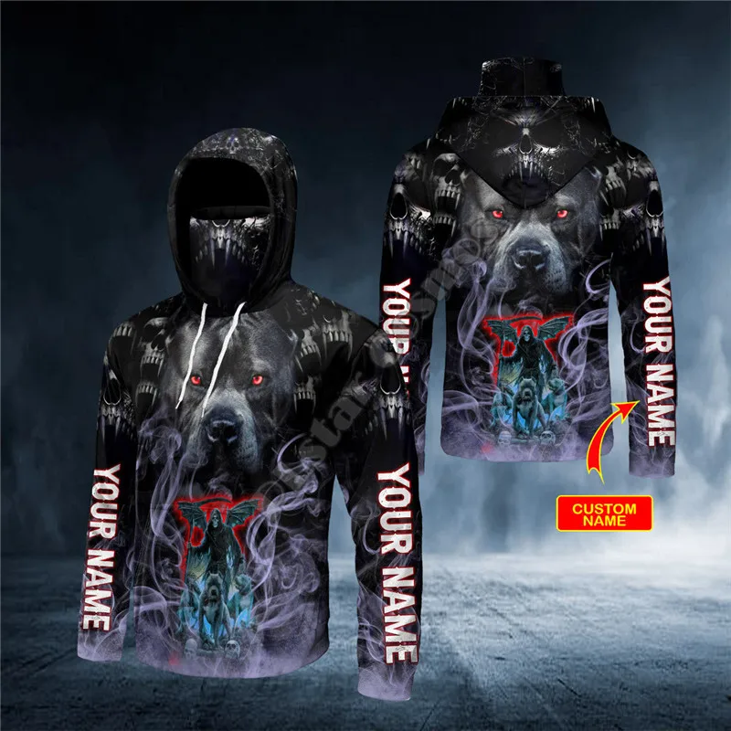 

Guard Dog Gates Hell Grim Reaper Skull Custom Name 3D Printed Bandana Hoodie US Size Women Men Casual Pullover Hoodie Mask Warm