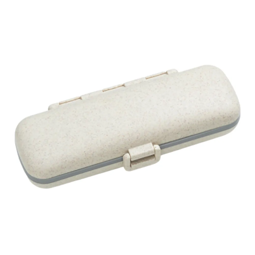 Mini Medicine Storage Case Portable Sealed Storage Pill Box Thickened Plastic Compartments Pill Dispenser Beige