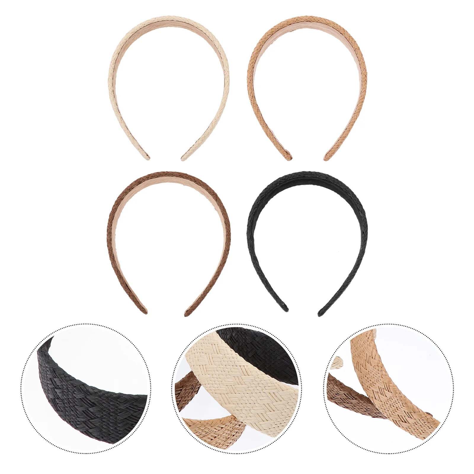 

4 Pcs Raffia Headband Simple Headdresses Decorate Yoga Bands Female Hair Decors Headbands Women Women's Wedding Accessories