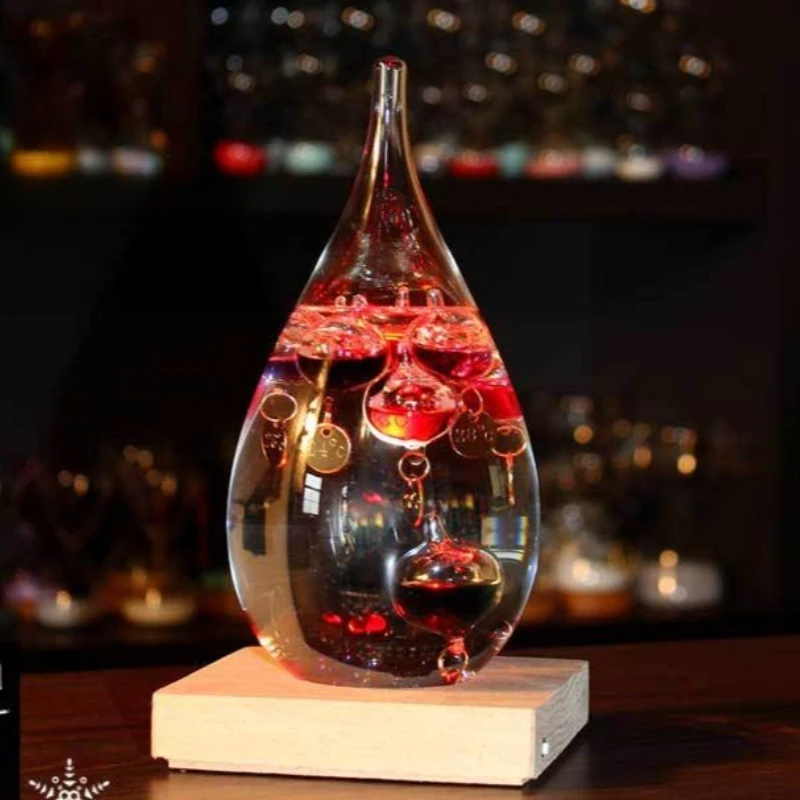 Galileo Thermometer Glass Handicraft Drop-shaped Thermometer Office Decoration Item Gift Home Living Room Decorations