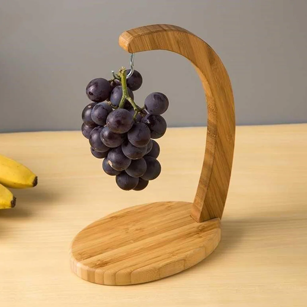 

1 pc Multifunctional Bamboo Hook Rack for Fruit Display Stand Household Organizer Countertop Storage Elegant Hanger Space-Saving