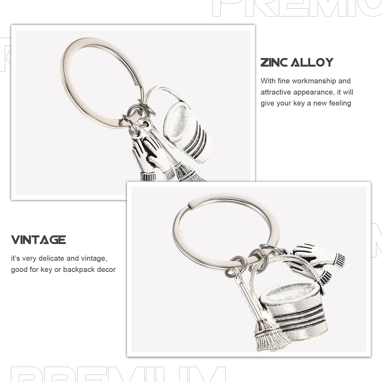

Simple Bucket Broom Keychains Handbag Pendant Cleaning Keyring Backpack Hanging Decoration Purse Accessory Bag Charm Gifts