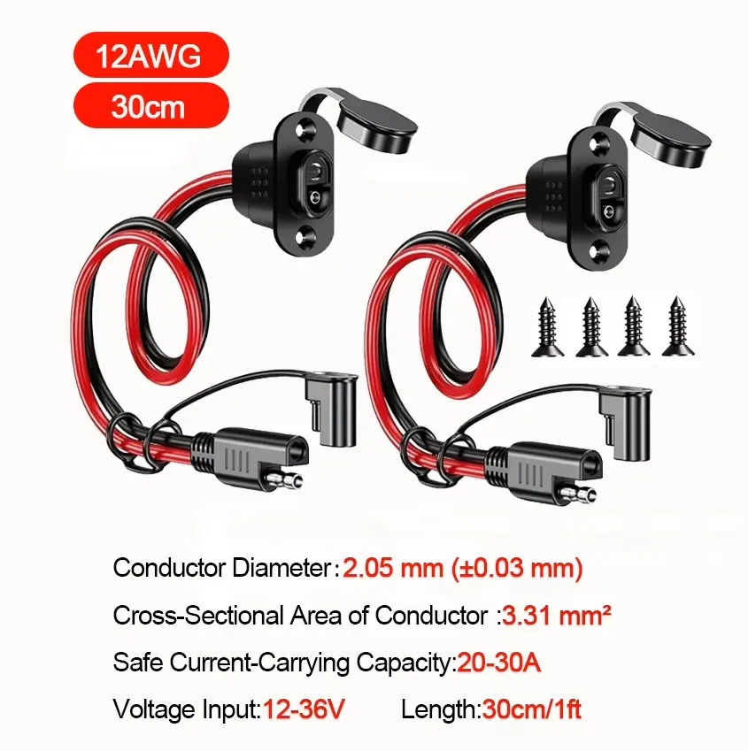 1/2Sets SAE Schnell Stecker Kabelbaum SAE Adapter Stecker auf Buchse Kabel 12AWG SAE Verlängerung Kabel Wasserdicht für Ladegerät