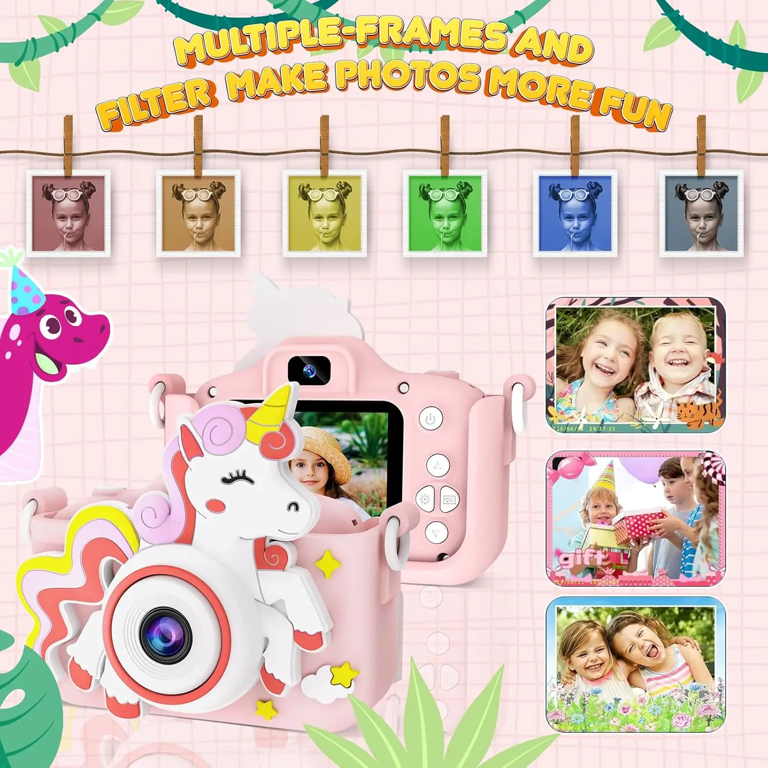 Kamera anak-anak, kamera mainan Unicorn dengan Selfie 1080P Video HD, hadiah ulang tahun Natal untuk anak perempuan