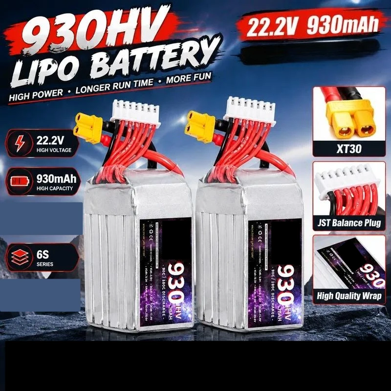 For 6S 22.8V 930mAh 90C Lithium Battery for RC Aircraft Drone Car Ship Model Toys High Discharge Lipo Battery Pack