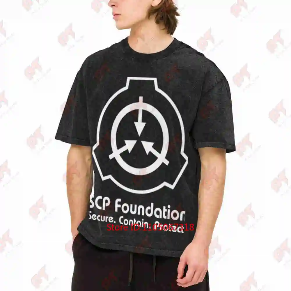 SCP Foundation Logo Famous TV Show Vintage Washed Tee Pure Cotton T-Shirt