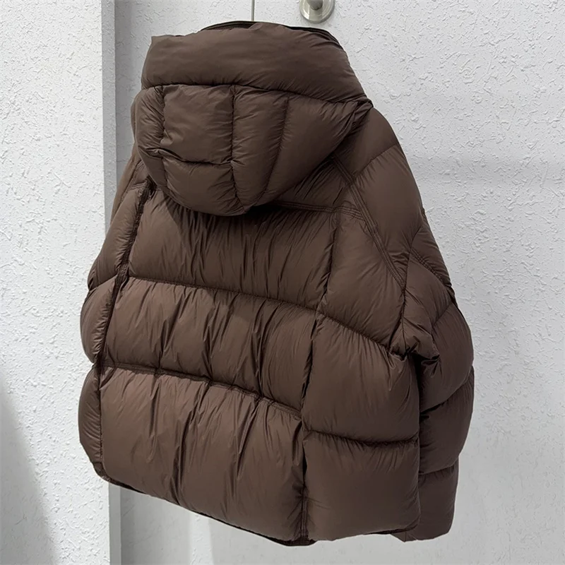 ZAROY Damen Winterjacke, verdickte warme Kapuzen-Baumwollparka, koreanischer Stil, einfarbig, vielseitig, lässiger kurzer Mantel, Schnee-Oberbekleidung, Winterjacke – Detail 5