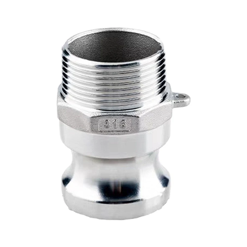 2 Inch DN50 Type F Male Cam and Groove Adapter 304 Stainless Steel External Thread for Leak Resistant Wet Line Connections