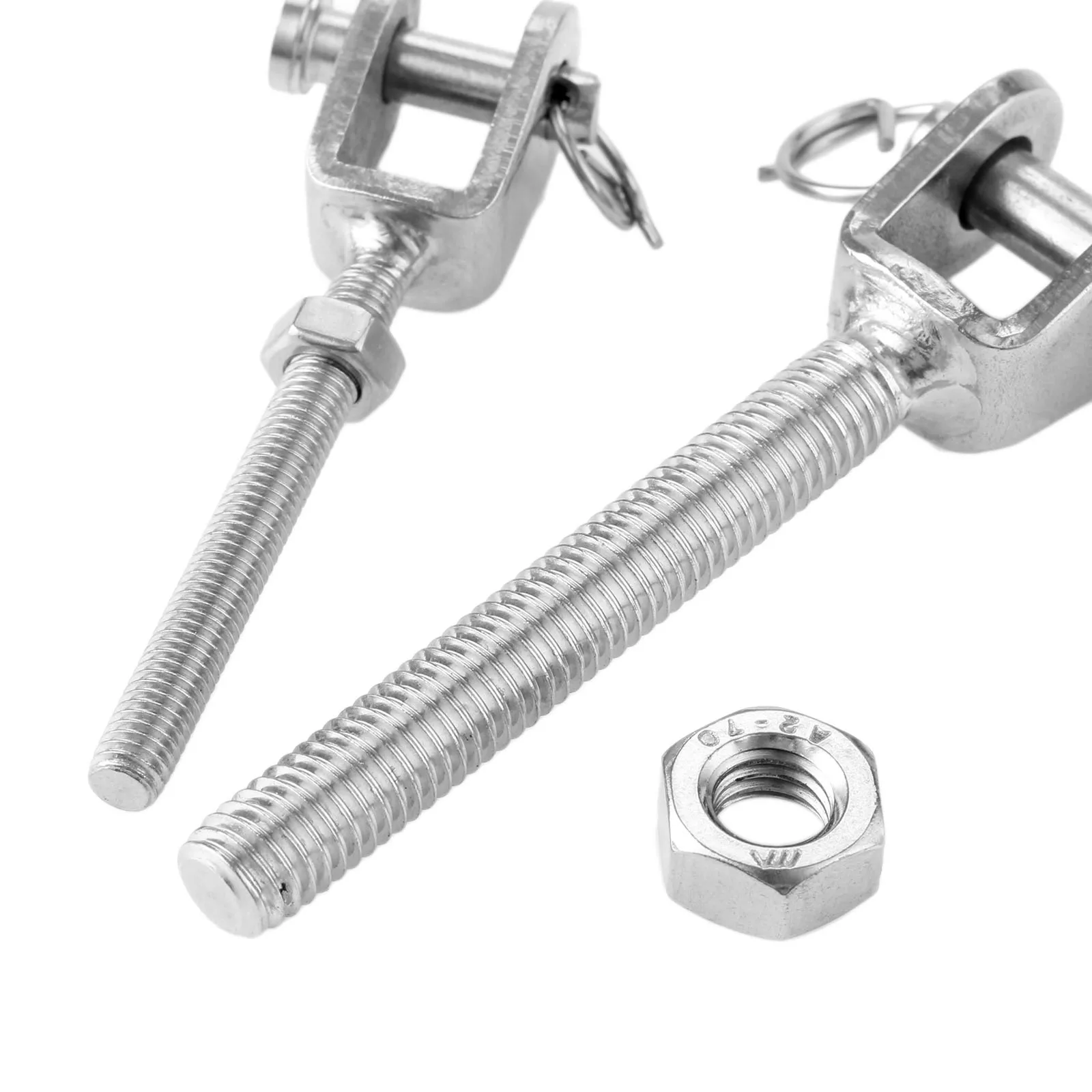 2Pcs M5 M6 Marine 304 Stainless Steel Jaw Open Bolt Nut Turnbuckle Rigging Screw Rowing Boats Rope Cable Length Tension 5mm 6mm