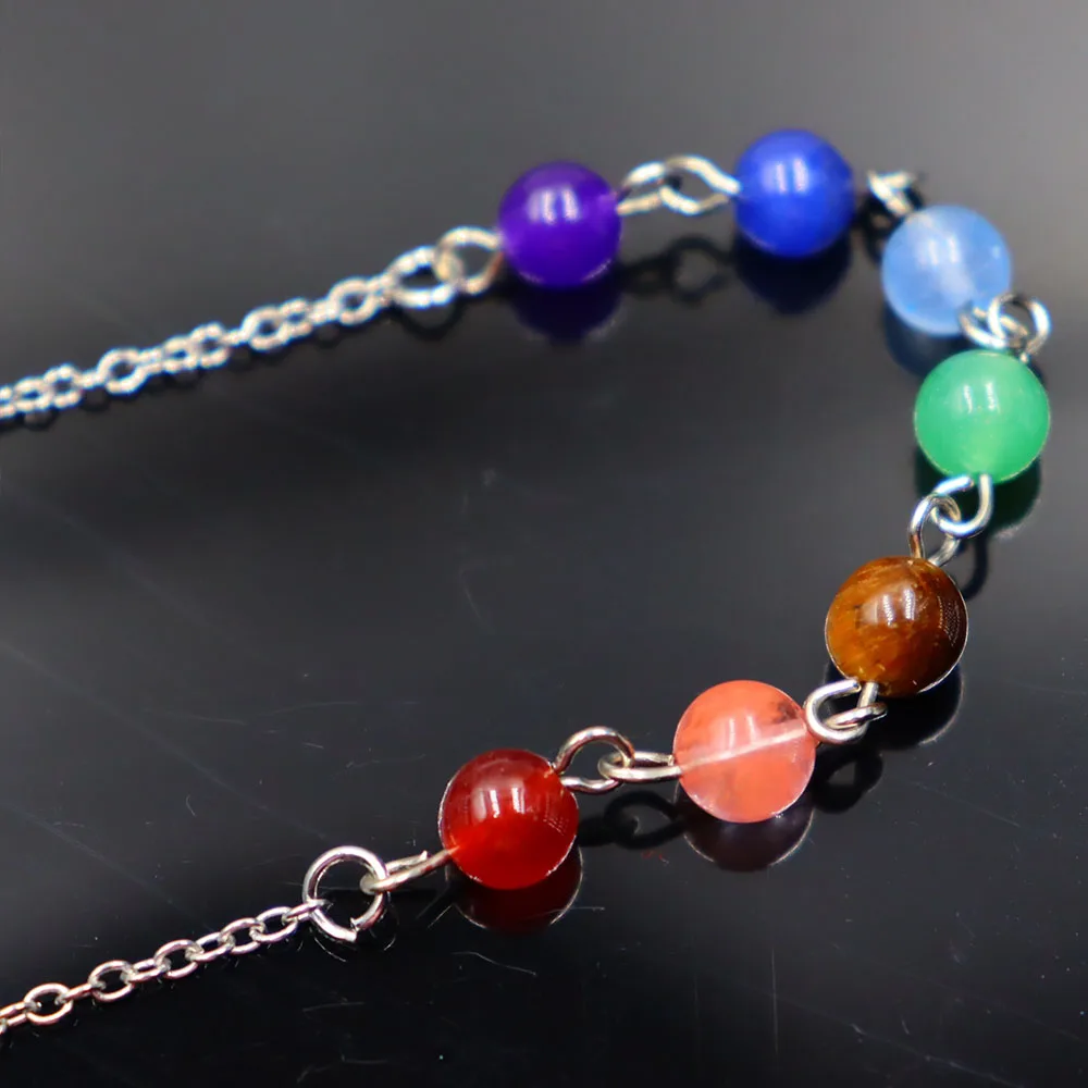 7 Chakra Crystal Beads Pendulum Natural Stone Reiki Healing Spiritual Pendule Chain Divination Praying Wicca Jewelry Accessories