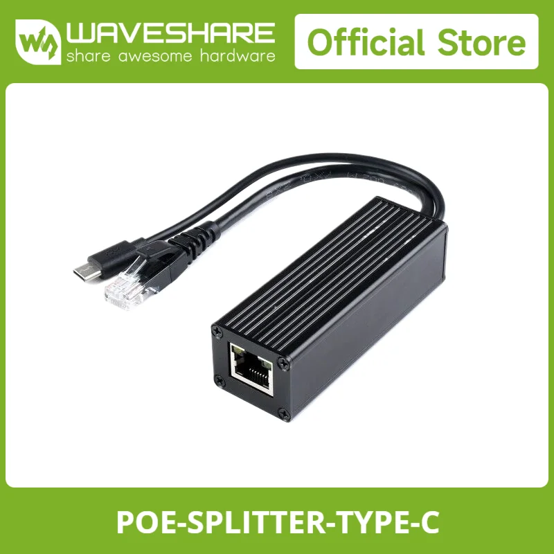Промышленный гигабитный разветвитель PoE Waveshare, защита металлического корпуса, 5 В, 2,5 А, выход Type-C, IEEE 802.3af/at-совместимый Gigabit Ethernet