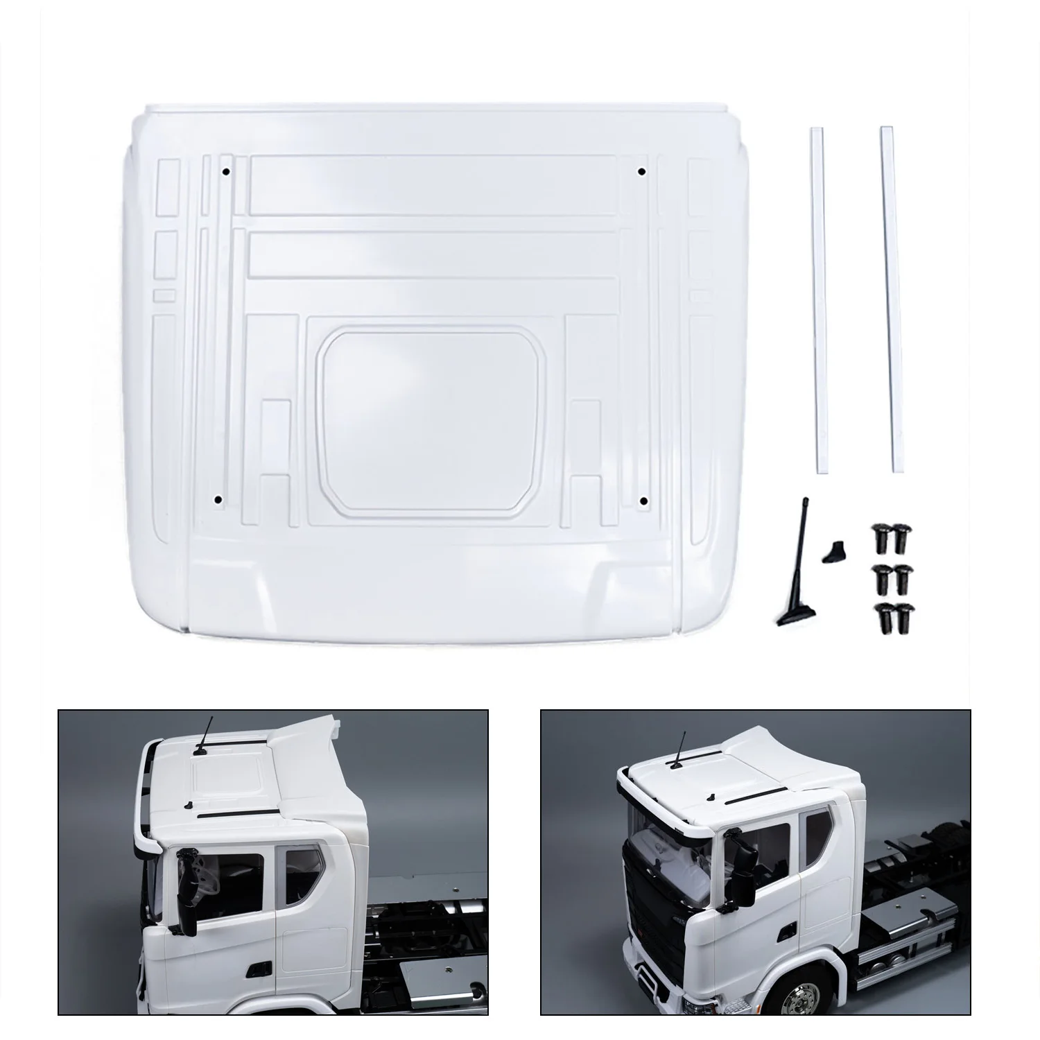 

Plastic Cabin Low Roof Spare for Toy 1/14 DIY Tamiya RC Tractor Truck SC 770S 56368 56371 Radio Control Lorry Car Model Parts