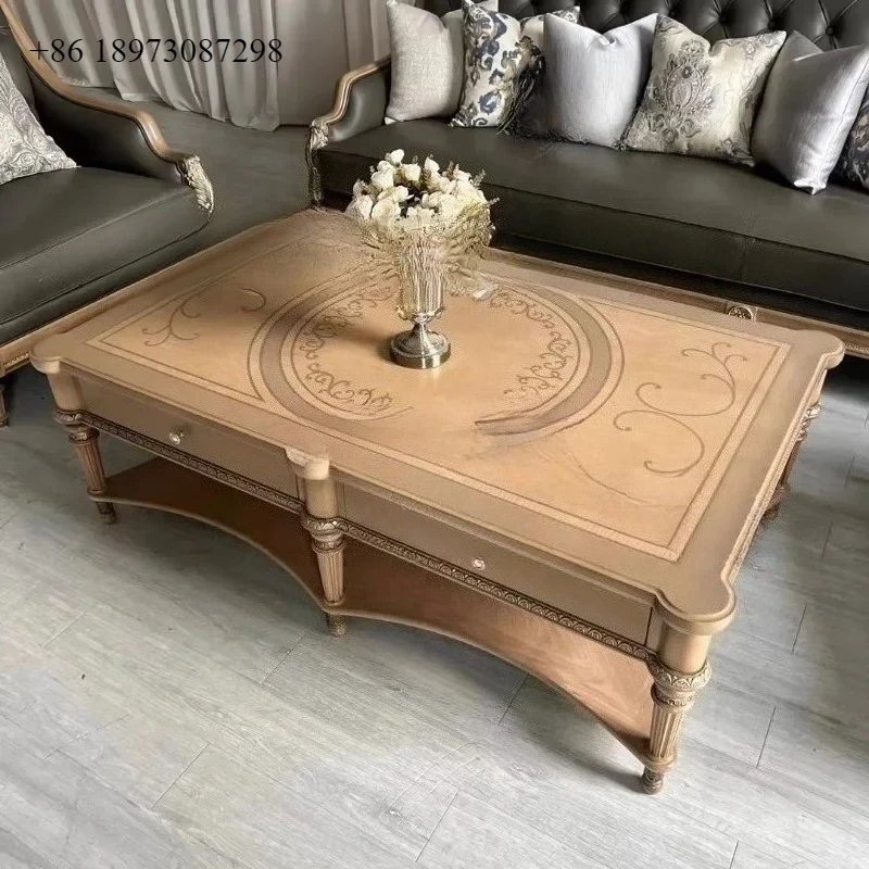 

Прямоугольный журнальный столик с резьбой по дереву для хранения цветов, журнальный столик во французском стиле в стиле ретро