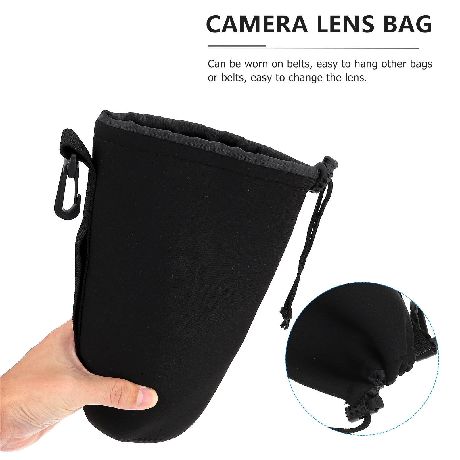 

2Pcs Lens Pouch Shockproof Neoprene Camera Lens Bag Adjustable Elastic Drawstring Dslr Protective Case for Lenses Up to 22Cm
