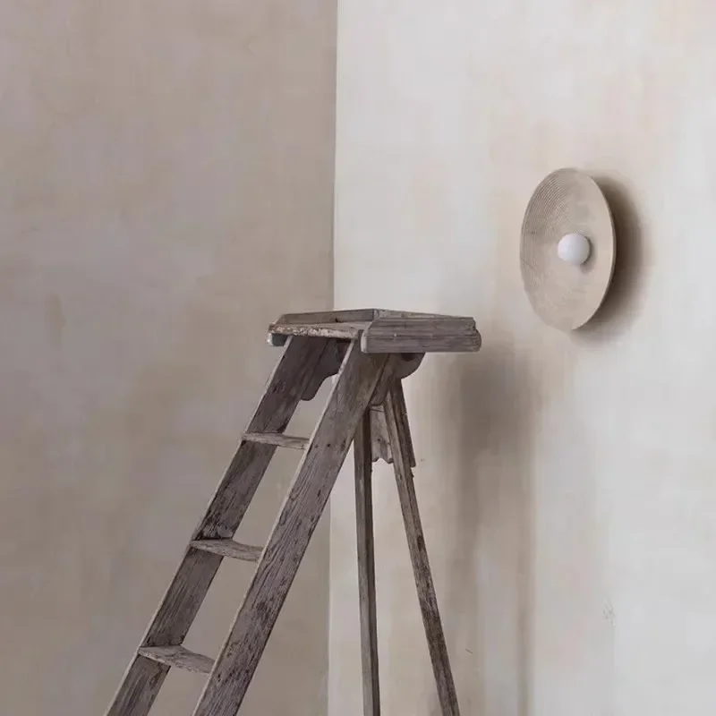 Indoor Retro Japanese Style Wall Circle Lamp Bedroom Bedside Light Sconces LivingRoom Dining Room Aisle Decor Design Lighting