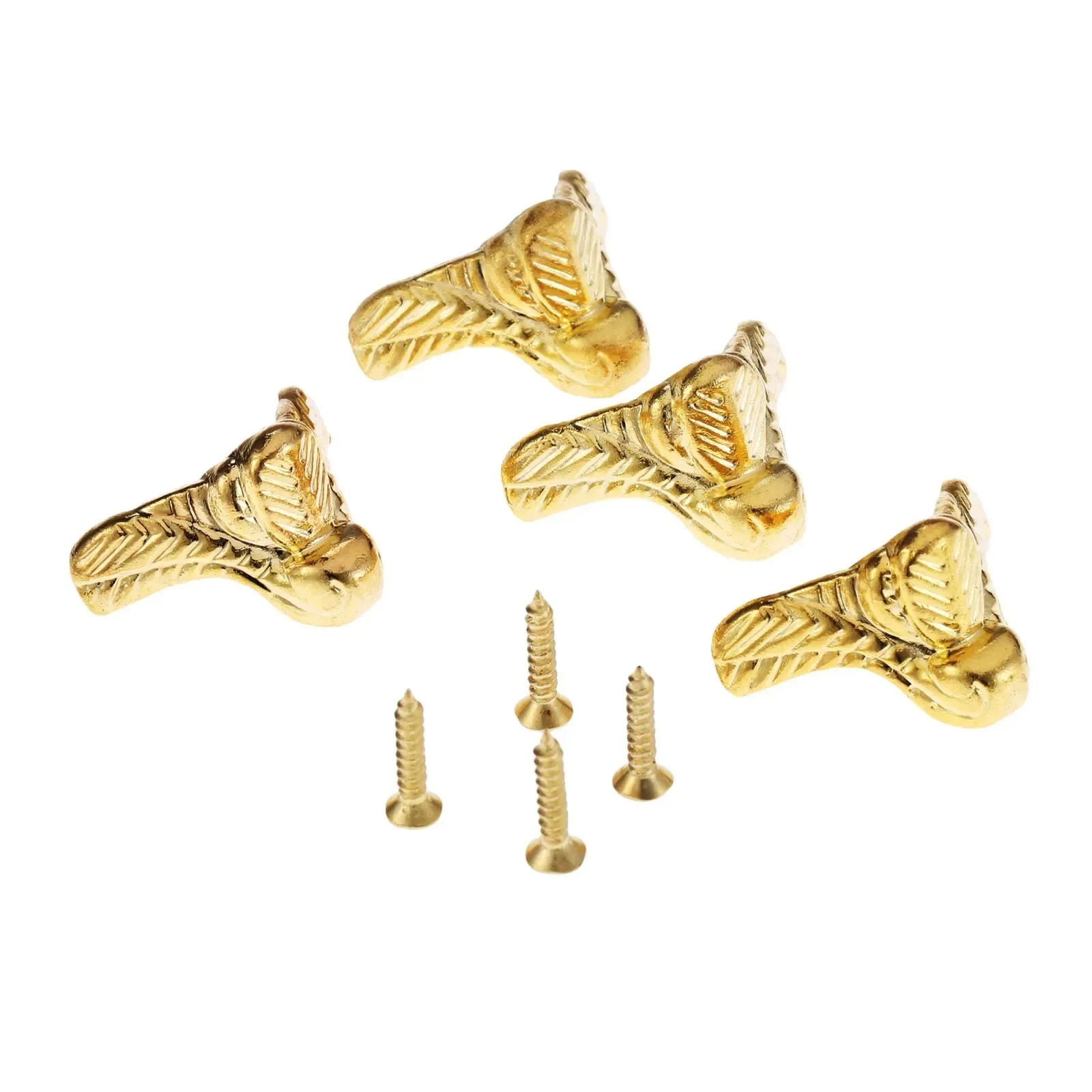 4Pc 29x17mm Corner Jewelry Wood Box Feet Leg Corner Protector Guard Metal Crafts Decorative Bracket For Furniture Hardware Gold