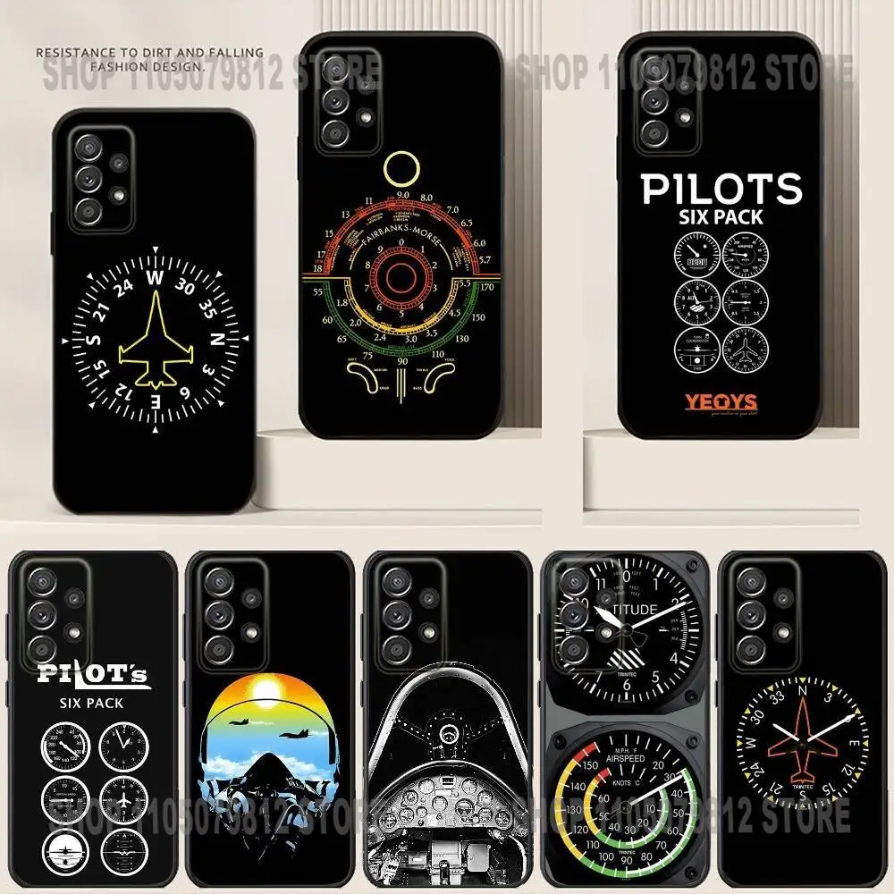 

Aviation Airplane Instrument Phone Case For Samsung S25,24,21,22,23,30,Ultra,20,Plus Black soft silicone case
