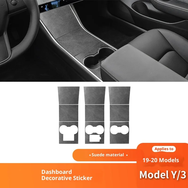 

For Tesla Model 3 Interior Upgrade Suede Hard Panel Non Sticker Cup Holder Console Decor