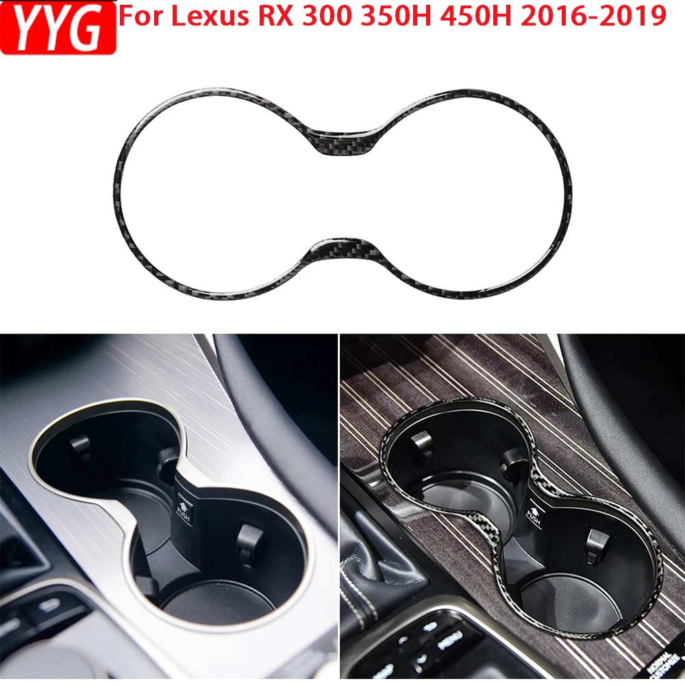 For Lexus RX300 270 200T 450H 2016-2019 Accessories Car Carbon Fiber Interior Cupholder Frame Trim Stickers Decoration