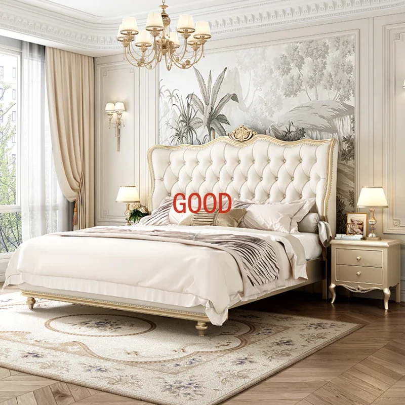 Light Luxury Double Bed French Princess Modern Crown Double Bed Master Bedroom Camas De Dormitorio Furniture Home