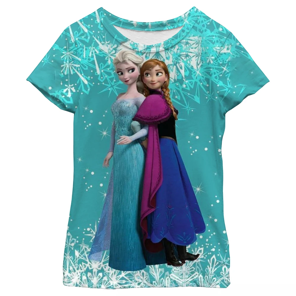 

Princess Elsa T-shirt Children's 3D printing T-shirt casual cute top Disney series T-shirt children girls cartoon T-shirt cloth