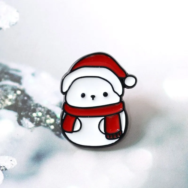 Pin Santa Claus Elk kue jahe pria pohon Natal bros manusia salju kartun lucu Natal