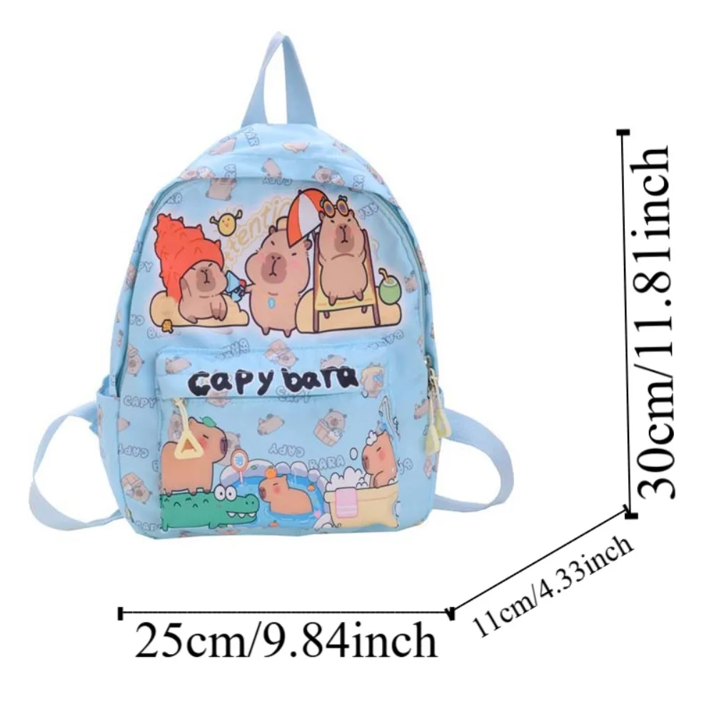 Thickened Capybara Backpack Nylon Wide Straps Cartoon Animal Daypack Foldable Lightweight Large Capacity School Bag Students