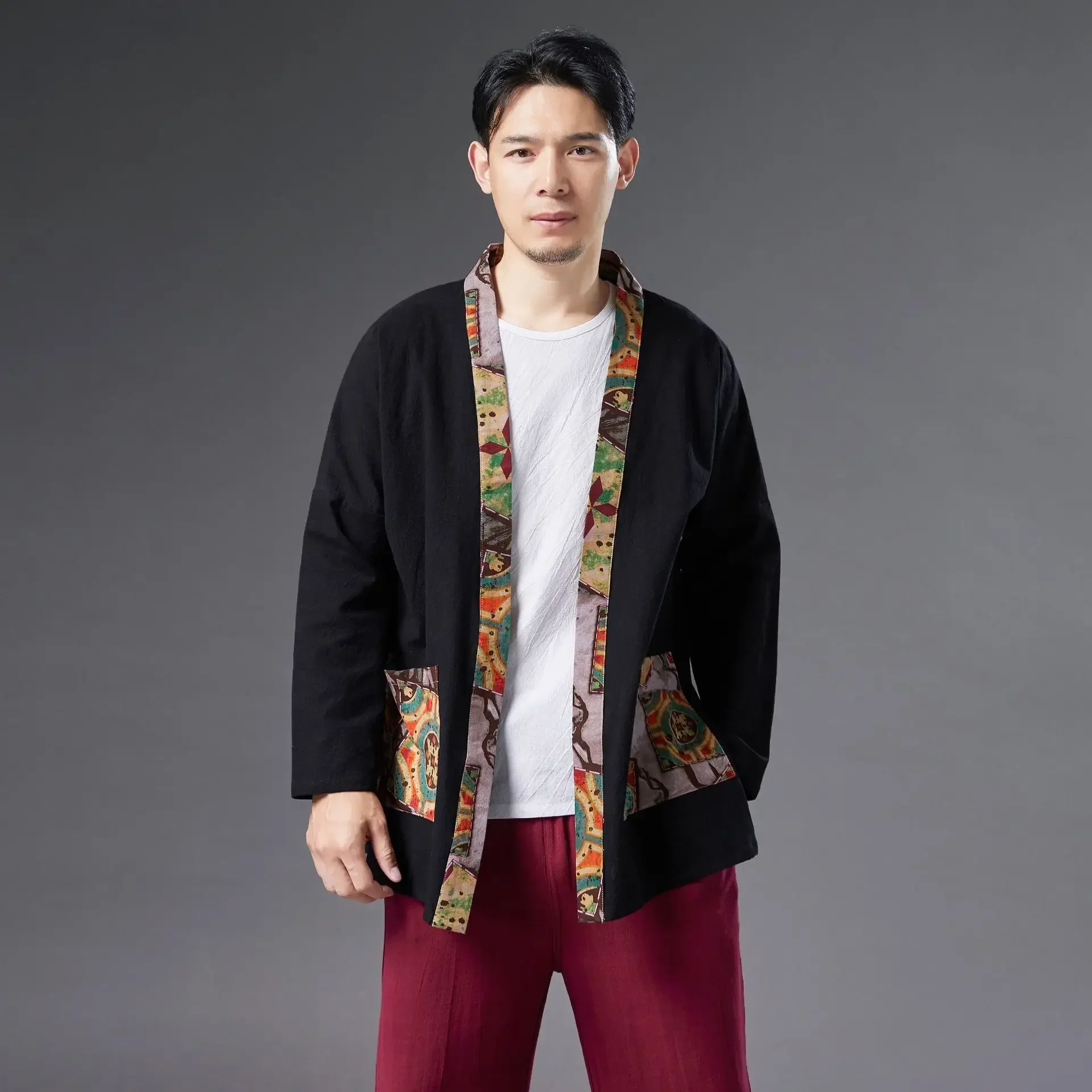 

Traditional Ethnic Clothing for Man adult Living Top Oriental Style Outfit Cotton Linen Vintage clothes Asian Costume