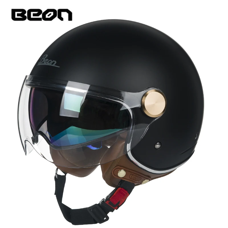 

BEON double lens motorcycle half helmet men and women motorcycle retro helmet four seasons general summer