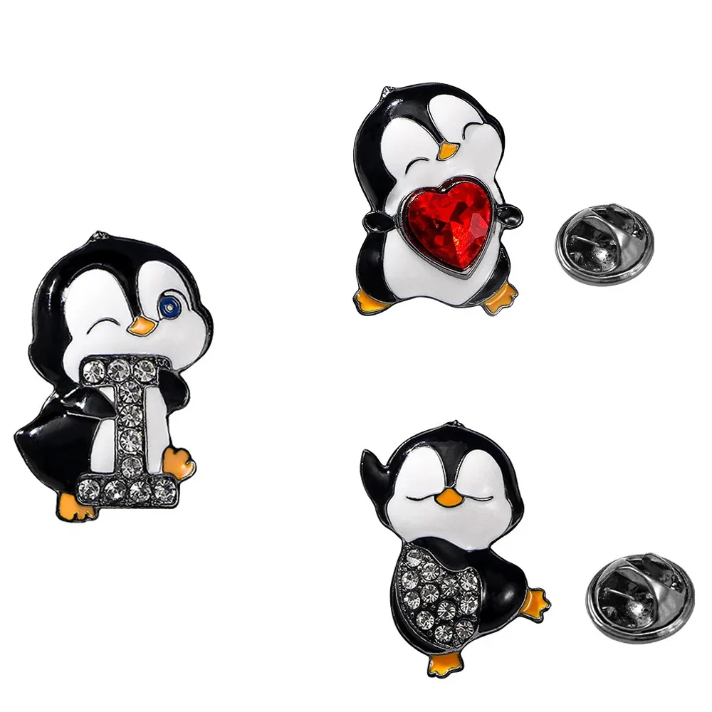 Love Dance Penguin Hot Cute Animal Cartoon Badge Shiny Rhinestone Brooch Clothing Bag Hat Accessories Cute Animals Pin Jewelry