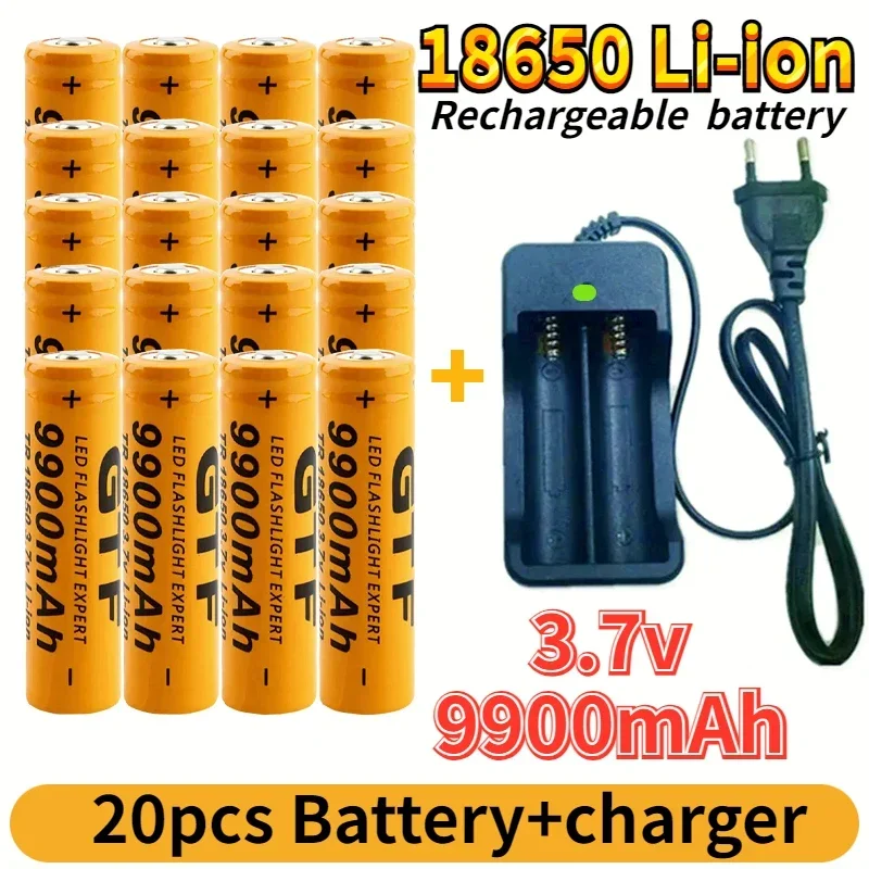 18650 Battery NewBestselling 9900mAh+Charger 3.7V 18650 Li-ion Batteries Rechargeable Battery for Remote Control Screwdriver