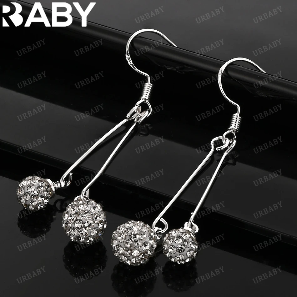

URBABY 925 Sterling Silver Earrings Zirconia Double Beads Drop Earrings For Women Jewelry Fashion Party and Daily Wear