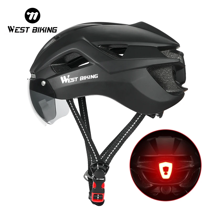

WEST BIKING NEW Bicycle Helmet LED Light Rechargeable Intergrally-mold Cycling Helmet Safe Sport MTB Riding Bike Helmet